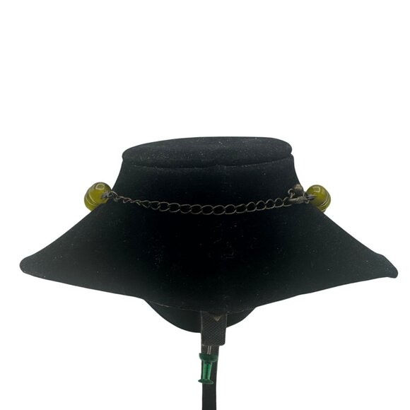 Vintage Acrylic Beaded Necklace Olive Green Graduated Round Statement Jewelry - Picture 4 of 4